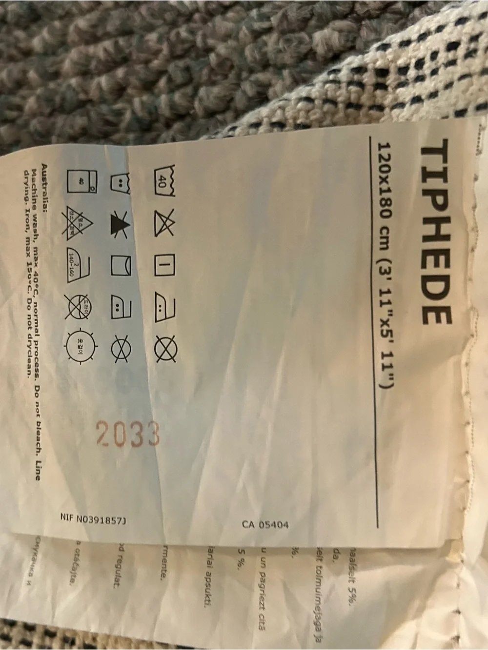 IKEA Cream & Black Woven Textile rug, heavy cotton. Perfect under table, by bed.